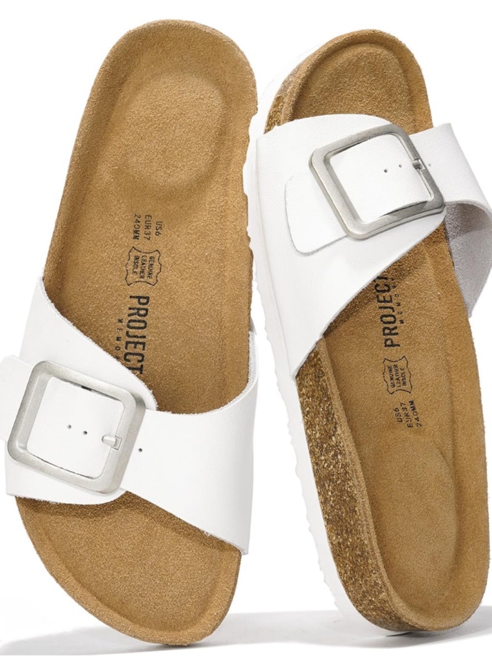 MAKE AN OFFER - PROJECT CLOUD White Madrid Single-Buckle Slide Sandals